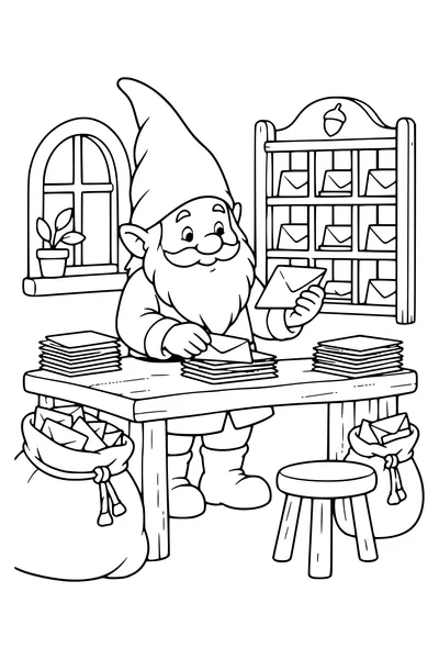 Coloriage : Un lutin trie les lettres.