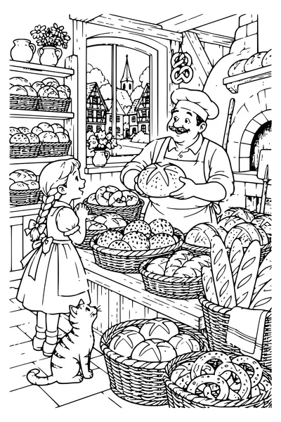 Coloriage : Les paniers de la boulangerie.
