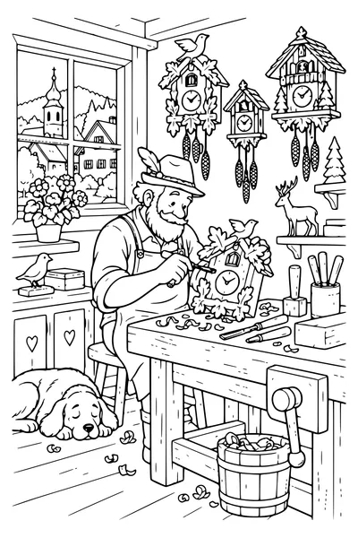 Coloriage : Les coucous de l'atelier.