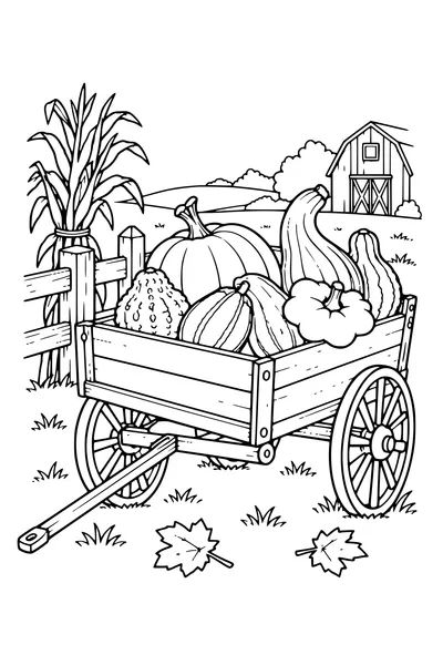 Coloriage: Coloquintes sur une charrette.