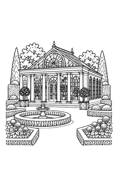 Coloriage: Orangerie avec une colonnade.