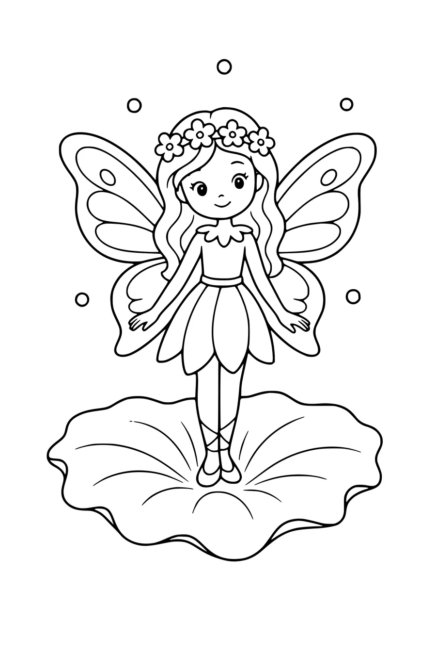Printable coloring page of fairy with large wings