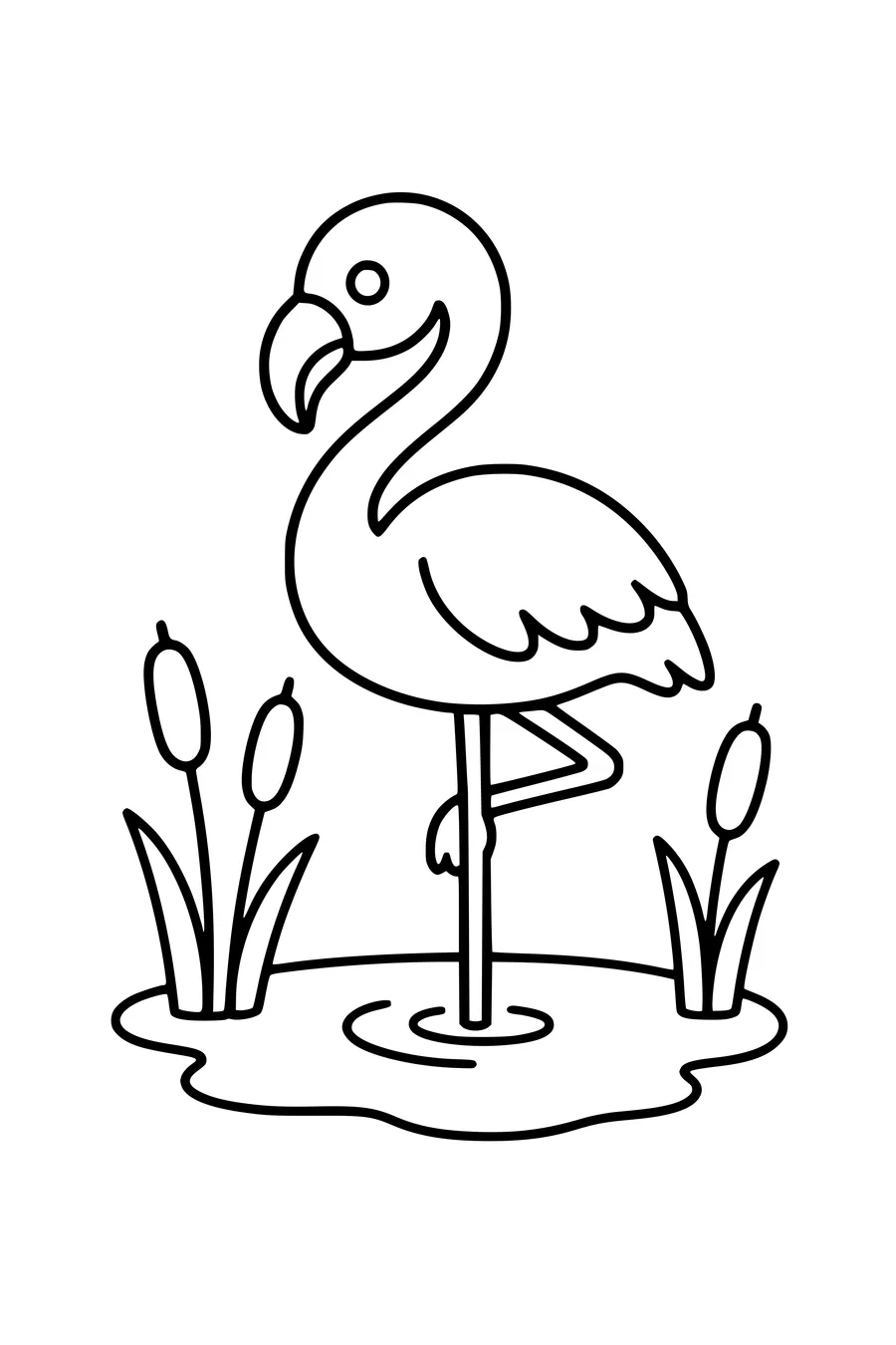 Printbare kleurplaat van flamingo op eén poot