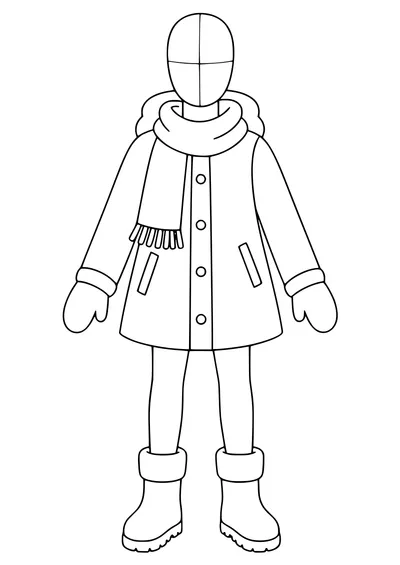 Winter outfit on a mannequin coloring page — page de coloriage gratuite à imprimer