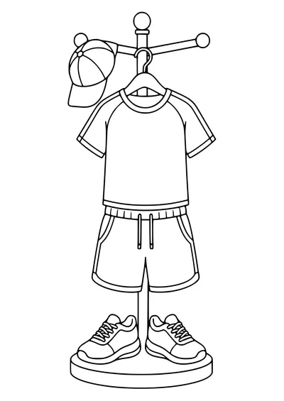 Sports outfit with sneakers coloring page — page de coloriage gratuite à imprimer