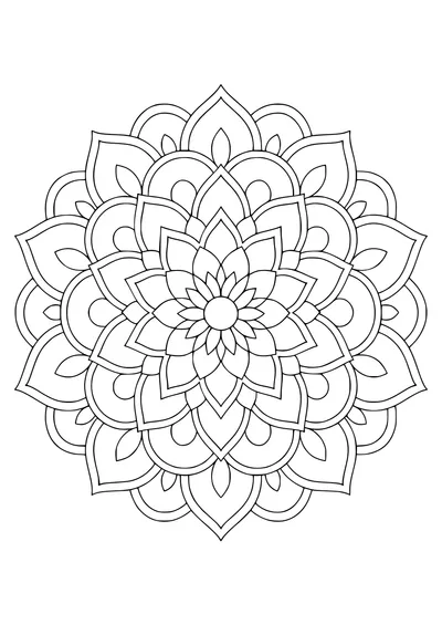 Floral rosette with lines coloring page — page de coloriage gratuite à imprimer