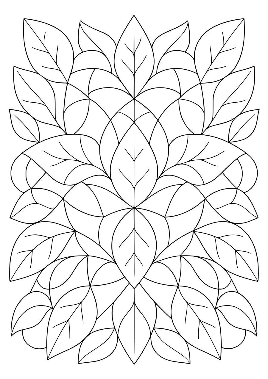 Leaf mosaic coloring page — kostenloses Ausmalbild zum Ausdrucken