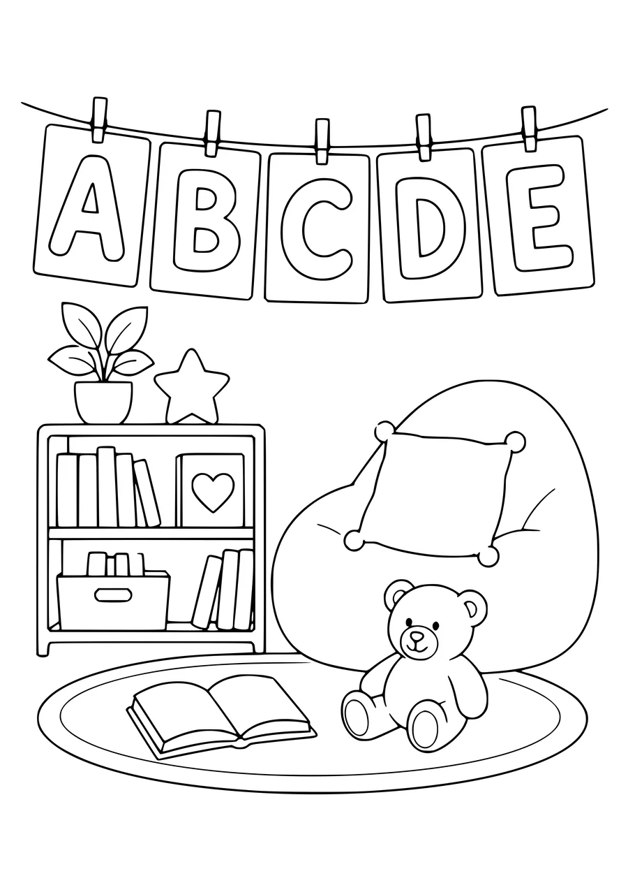 Letters in the classroom coloring page — page de coloriage gratuite à imprimer