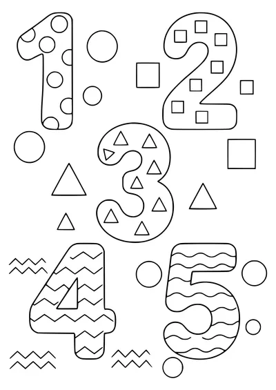 Shapes and numbers coloring page — kostenloses Ausmalbild zum Ausdrucken