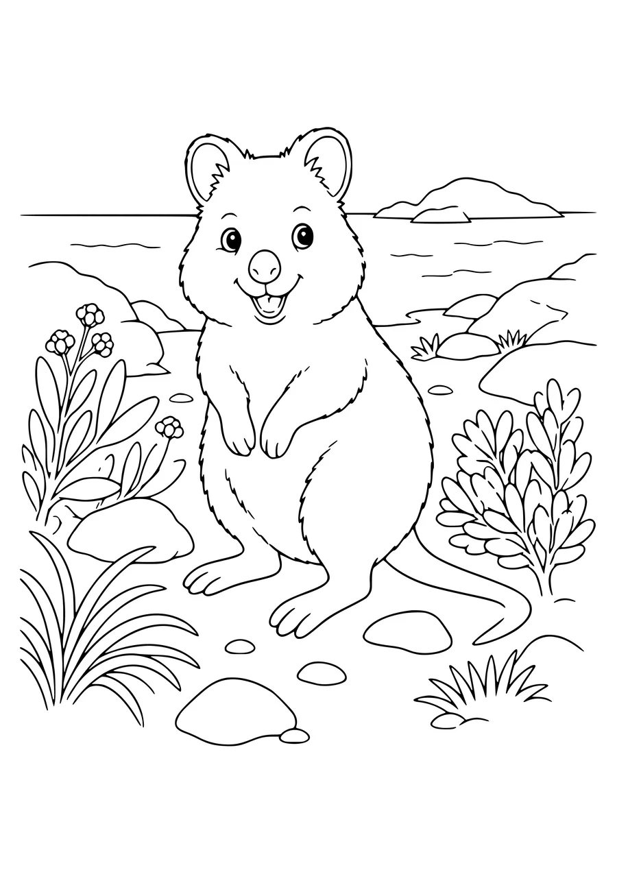 Quokka op Rottnest Island kleurplaat om te printen