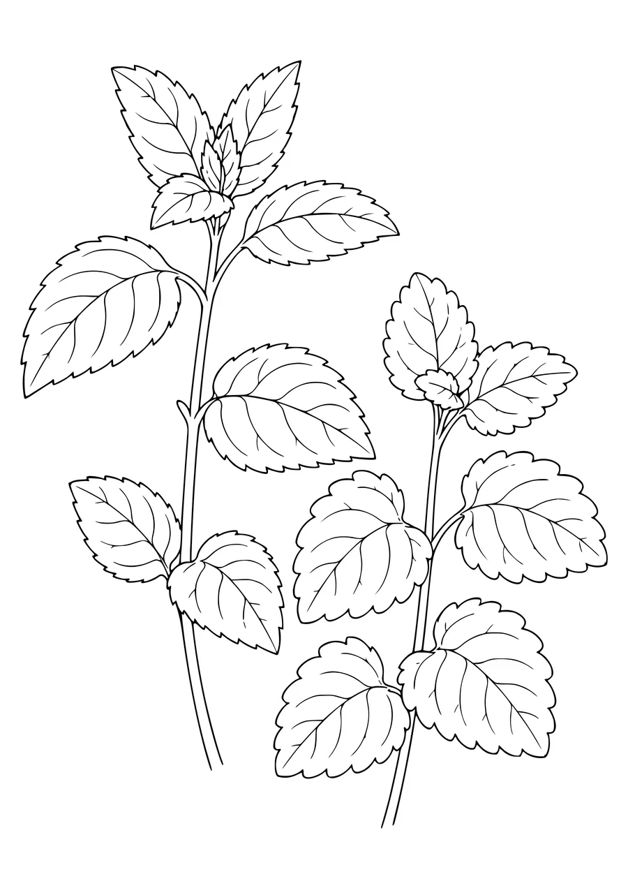 Mint and lemon balm coloring page — page de coloriage gratuite à imprimer