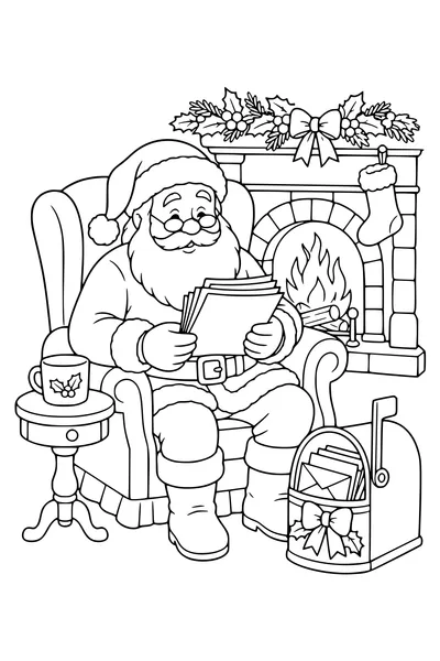 Gratis Ausmalbild Weihnachtsmann liest Kinderbriefe