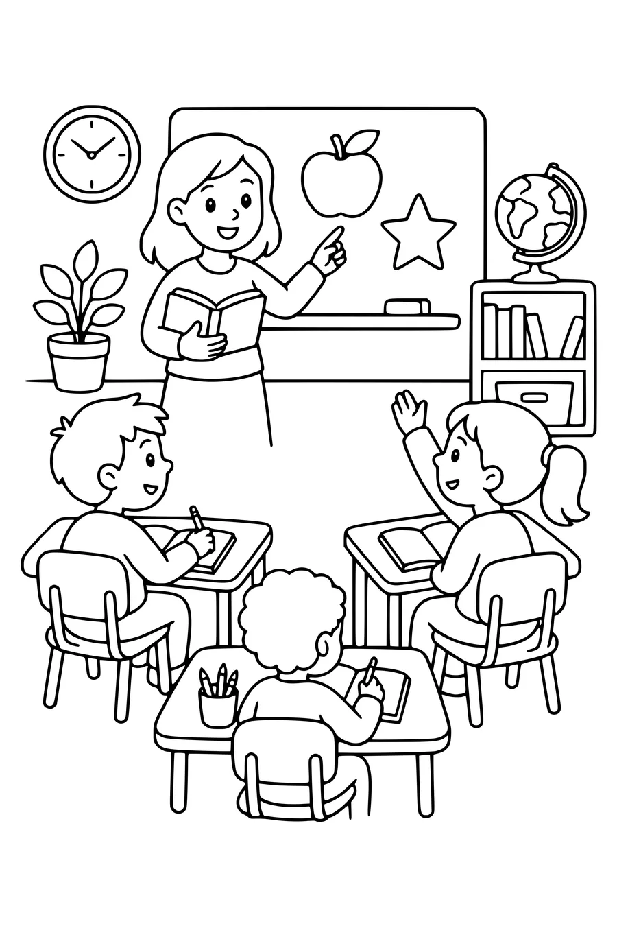 Coloring page of classroom 1