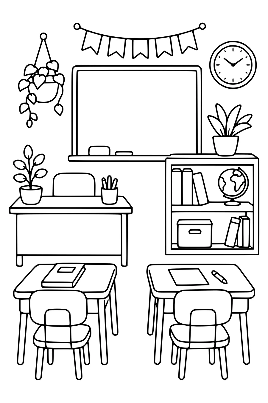 Coloring page of classroom 5