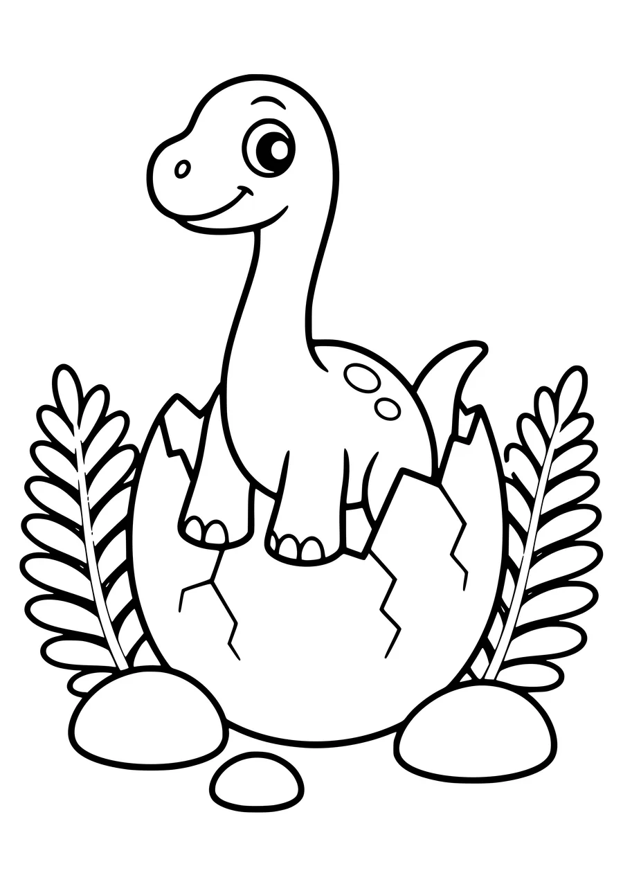 Free printable coloring page of baby brachiosaurus hatches