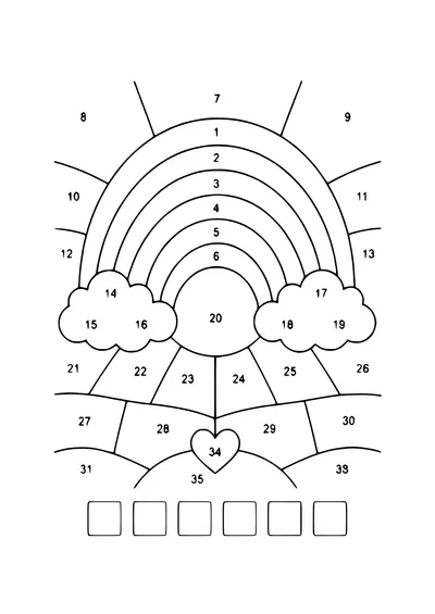 Coloriage par numéros : arc‑en‑ciel numéroté