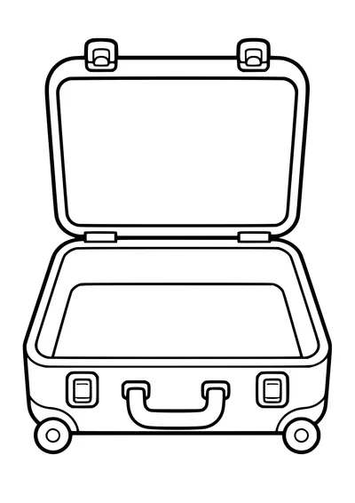 Free printable coloring page of empty open suitcase