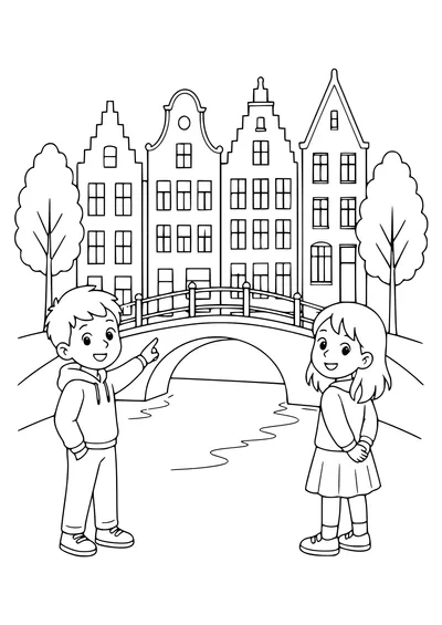 Ghent Facade as a children’s Ausmalbild kostenlos zum Ausdrucken