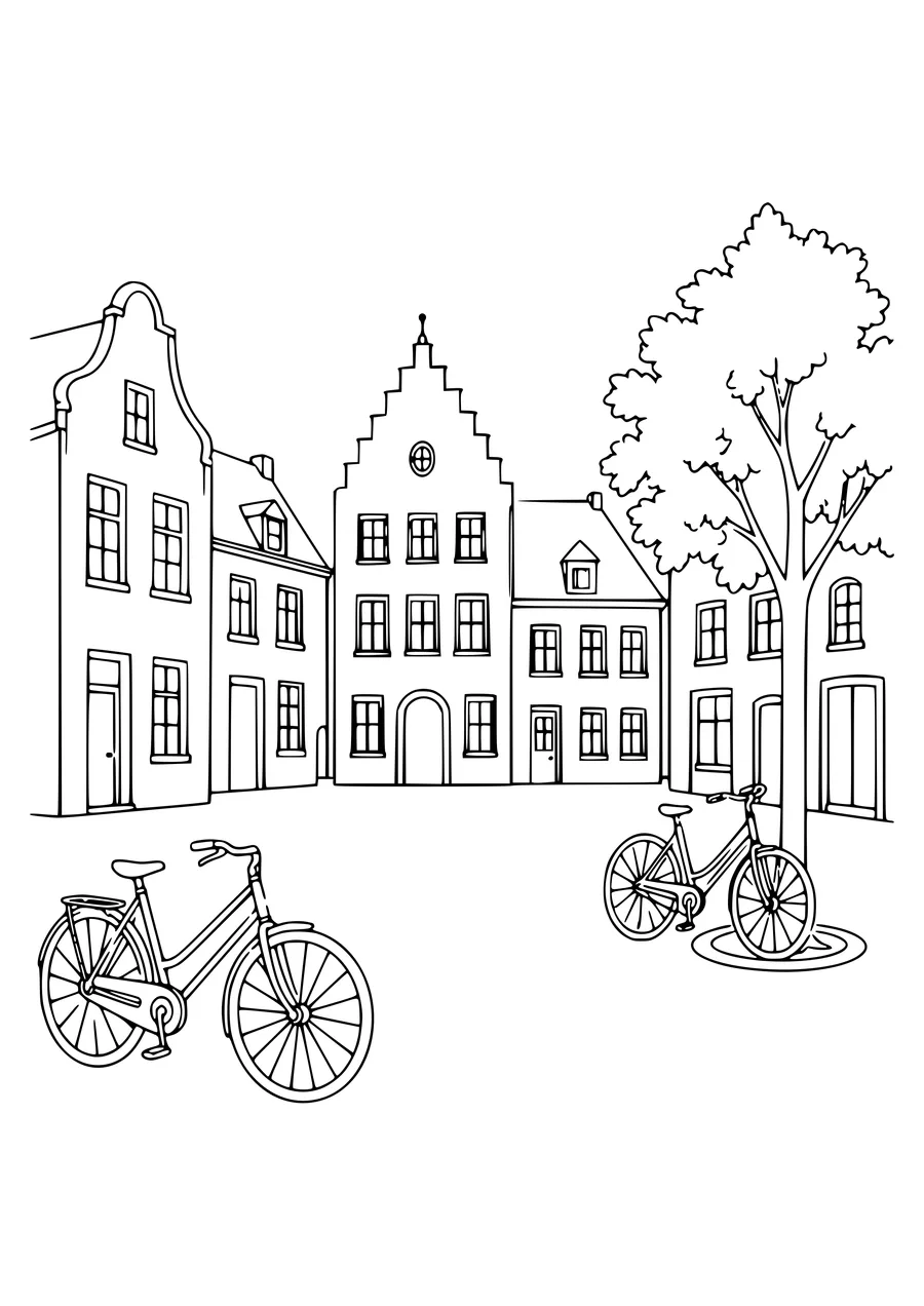 cobblestone street on the square coloring page