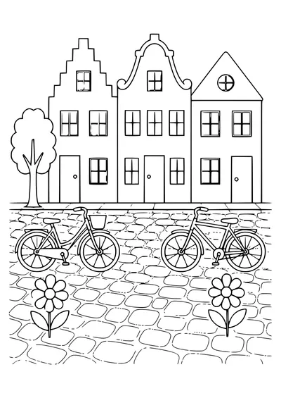 Cobblestone Street au printemps gratuit à imprimer