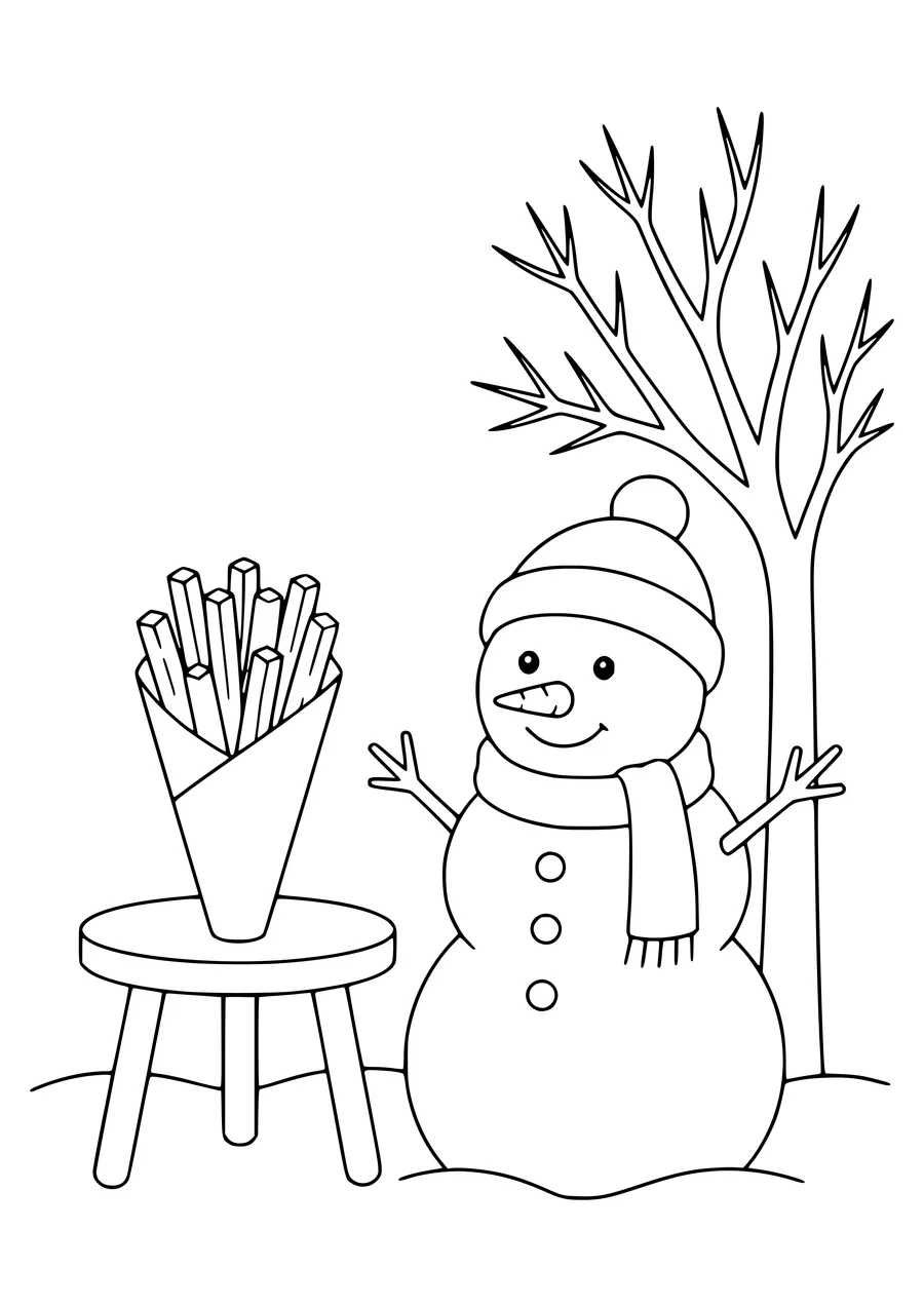 Belgian Fries en hiver gratuit à imprimer
