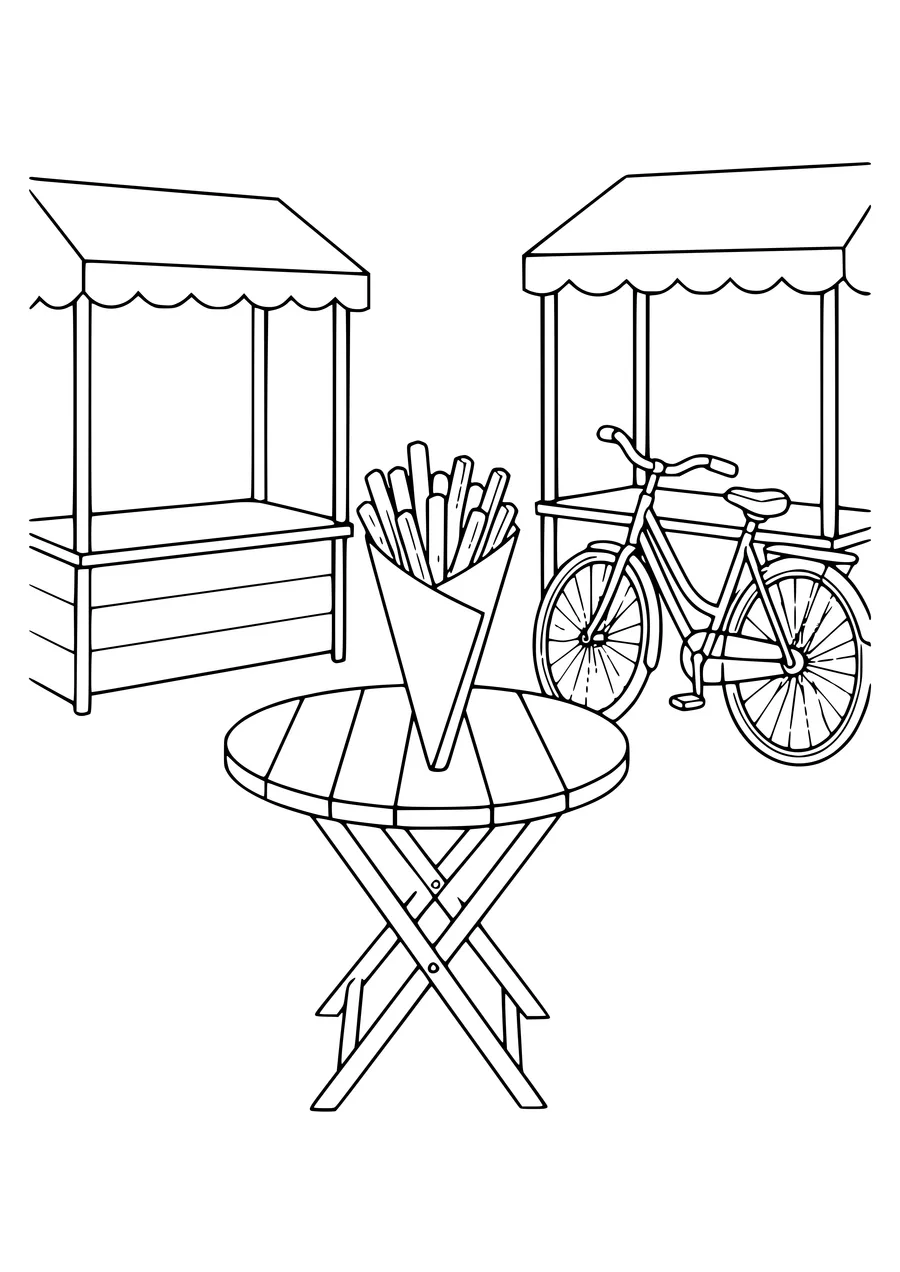 belgische frietjes op de markt kleurplaat