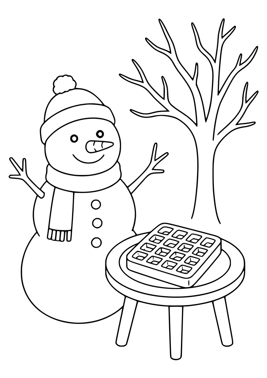 belgian waffle in winter coloring page
