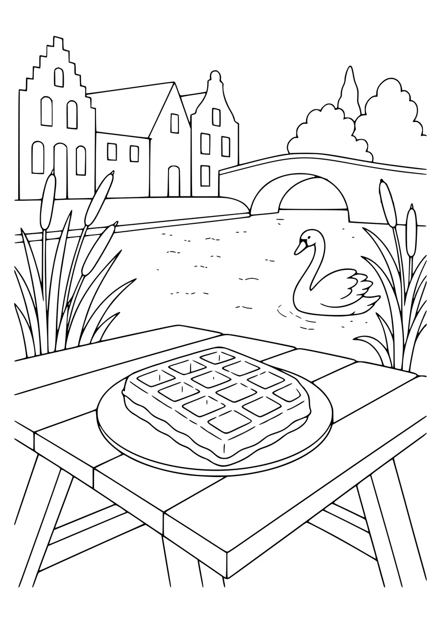 belgian waffle by the water coloring page