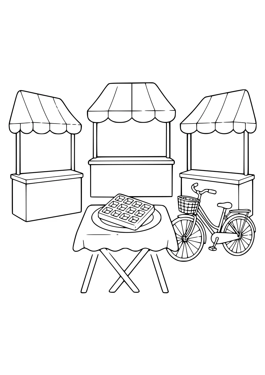 belgian waffle at the market coloring page