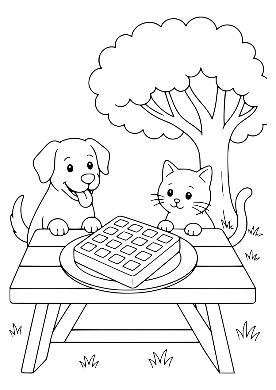 belgian waffle with animals coloring page