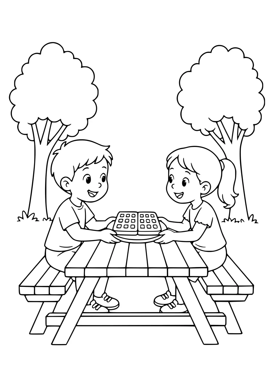 belgian waffle as a children’s coloring page coloring page