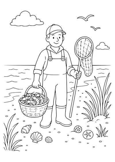 Shrimp Fisher im Frühling kostenlos zum Ausdrucken
