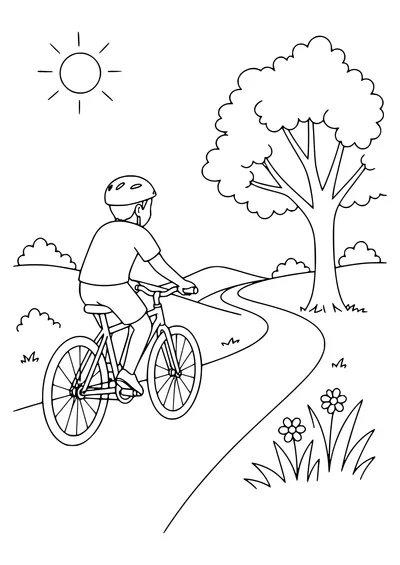 Cyclist on Cobblestones am Morgen kostenlos zum Ausdrucken