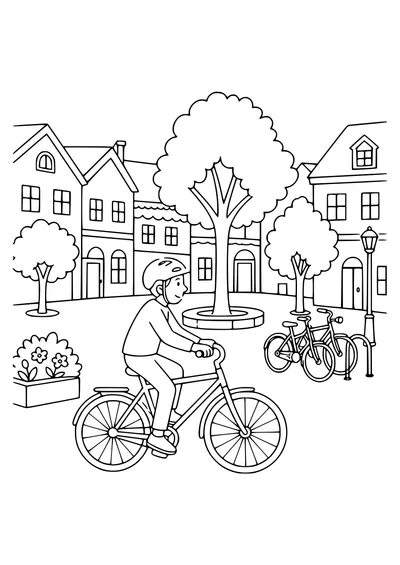 Cyclist on Cobblestones auf dem Platz kostenlos zum Ausdrucken