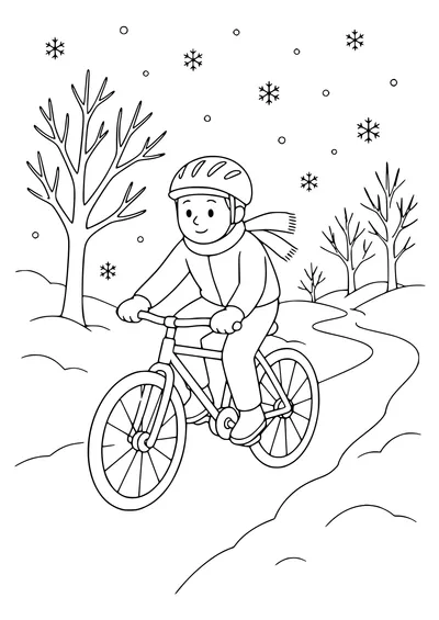 Cyclist on Cobblestones im Winter kostenlos zum Ausdrucken