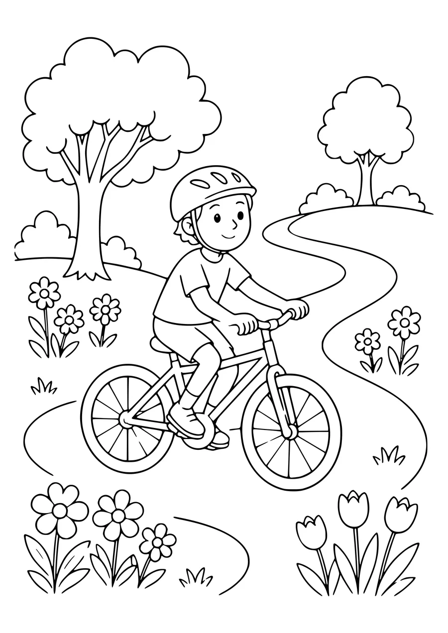 Cyclist on Cobblestones au printemps gratuit à imprimer