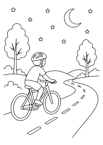 Cyclist on Cobblestones bei Sonnenuntergang kostenlos zum Ausdrucken