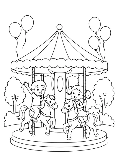 Belgian Fairground mit Kindern kostenlos zum Ausdrucken
