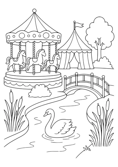 Belgian Fairground am Wasser kostenlos zum Ausdrucken