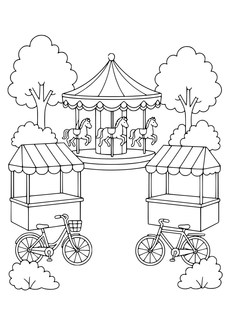 Belgian Fairground at the market kostenlos zum Ausdrucken