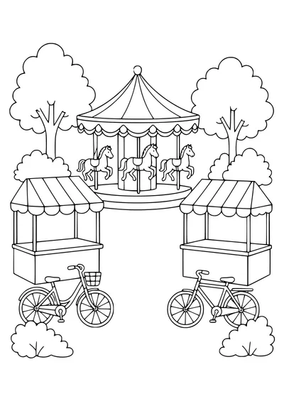 Belgian Fairground at the market kostenlos zum Ausdrucken