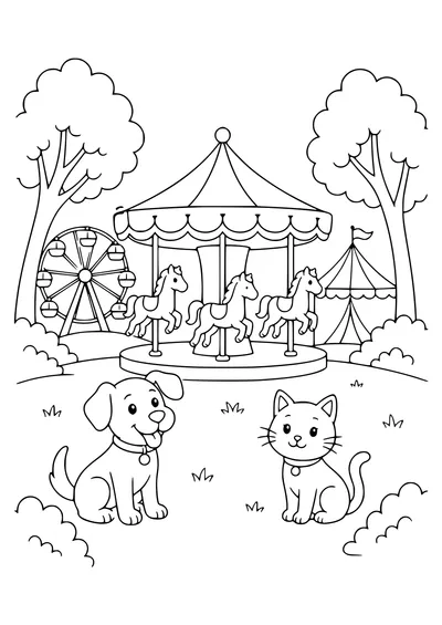 Belgian Fairground mit Tieren kostenlos zum Ausdrucken