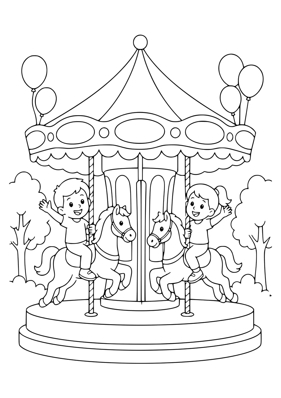 Belgian Fairground as a children’s page de coloriage gratuit à imprimer