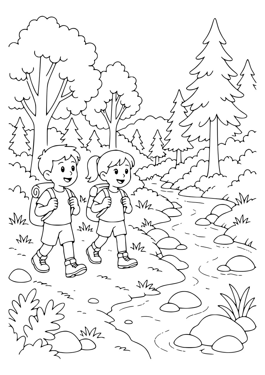 Ardennes Landscape avec des enfants gratuit à imprimer