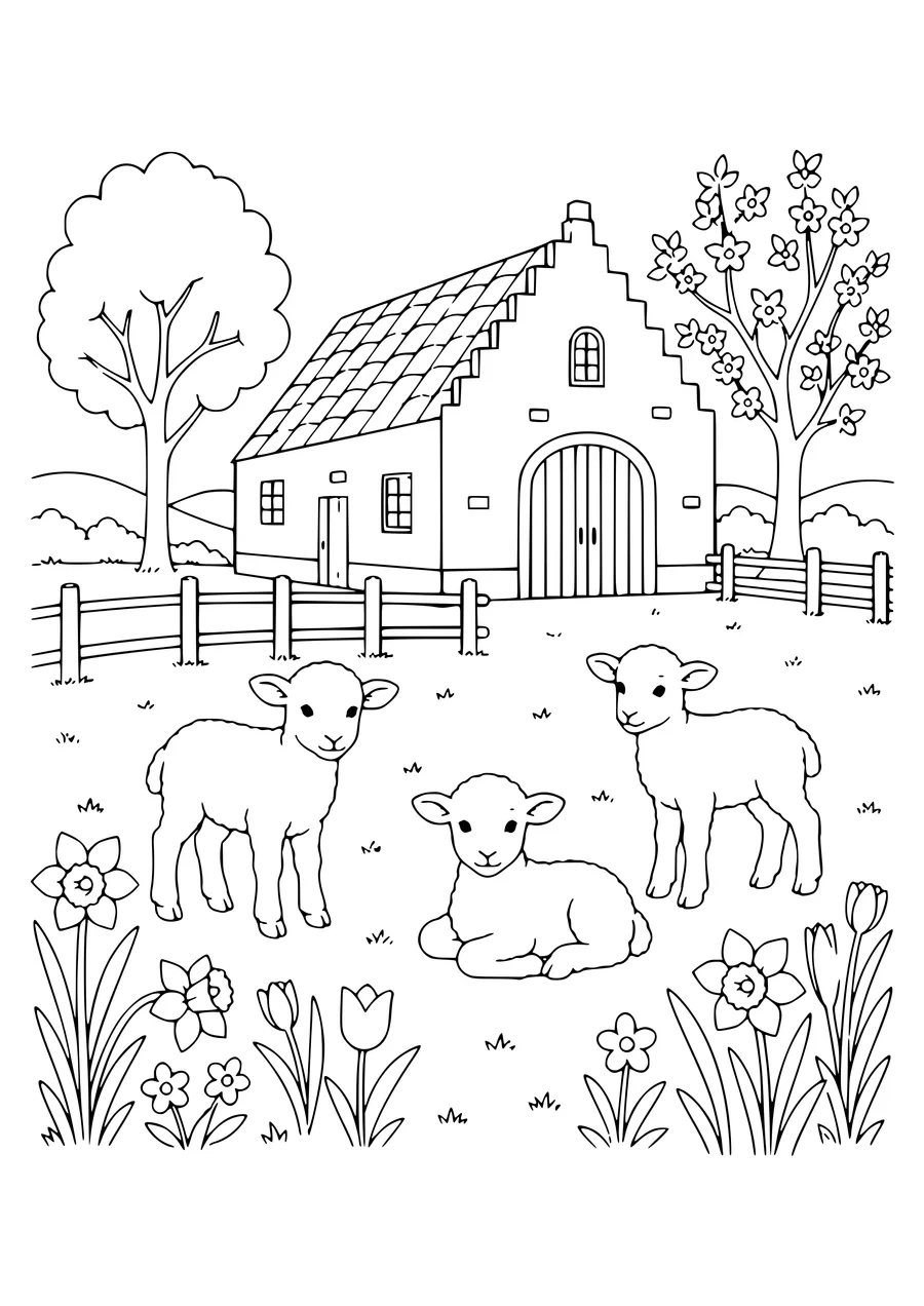 Flemish Farm au printemps gratuit à imprimer