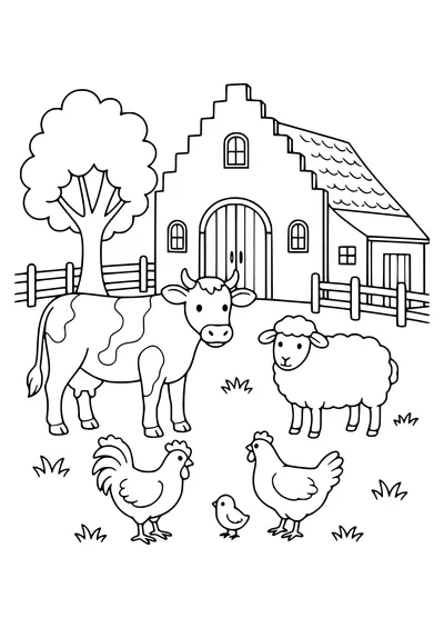 Flemish Farm mit Tieren kostenlos zum Ausdrucken