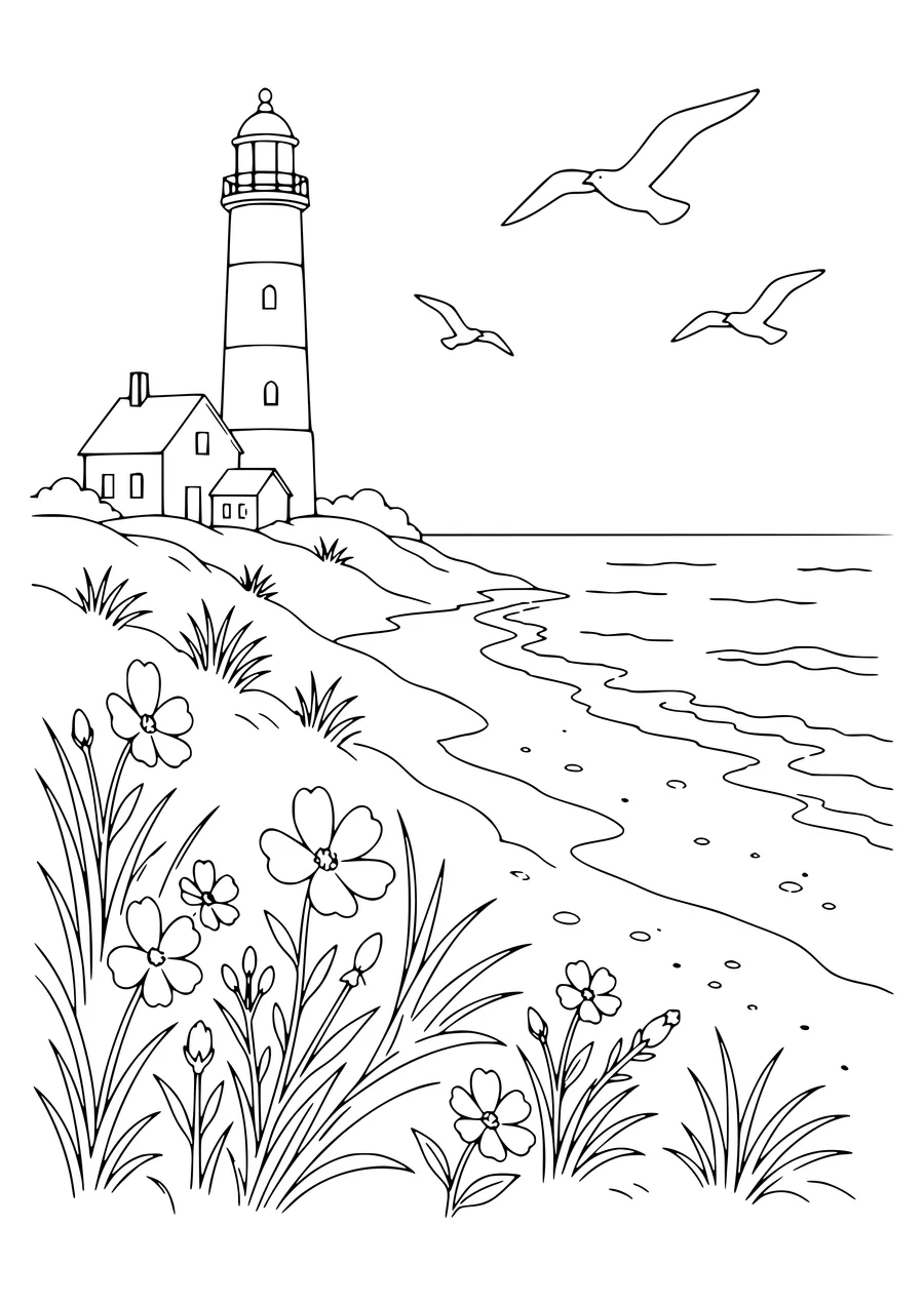 belgian coast in spring coloring page