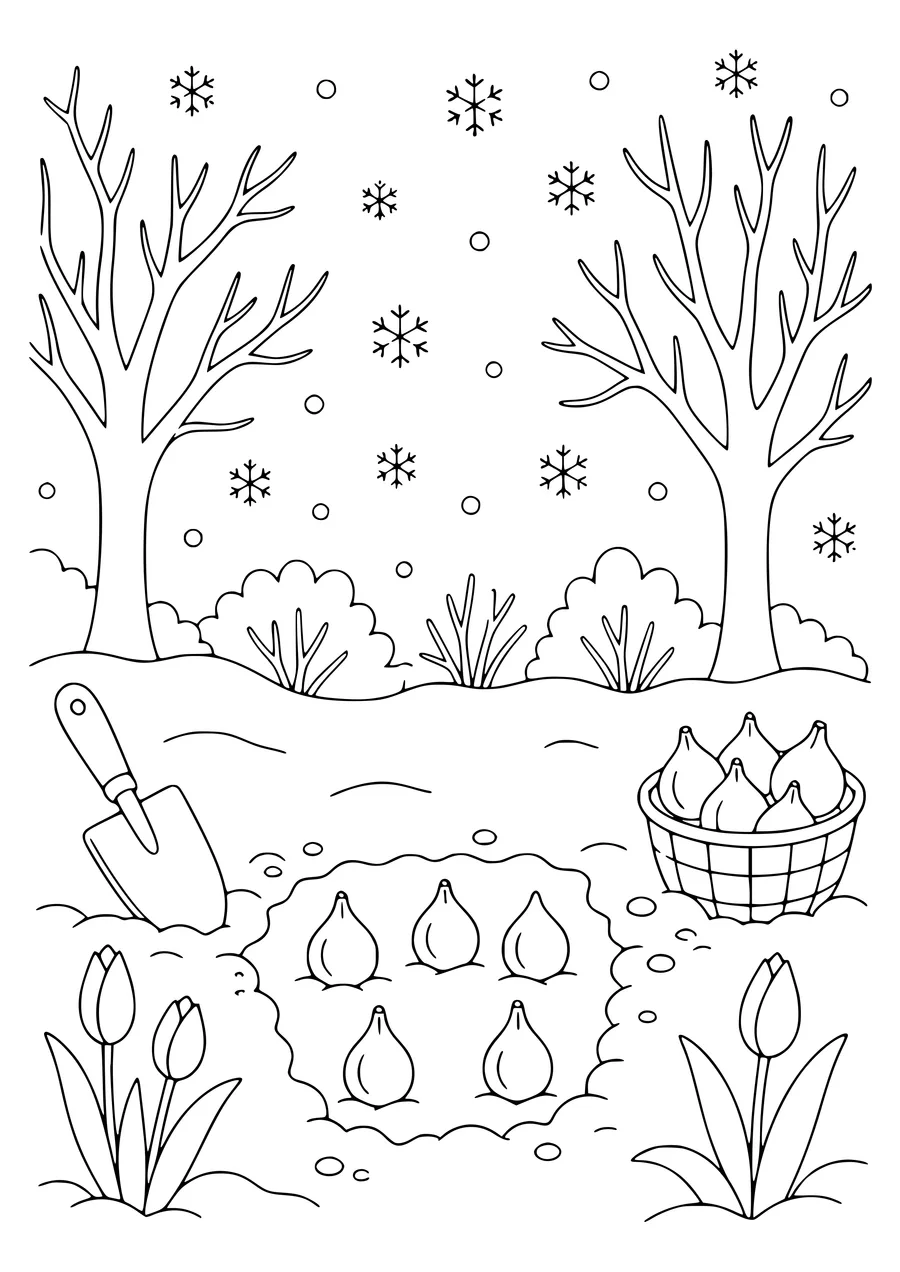 Tulip Field en hiver gratuit à imprimer