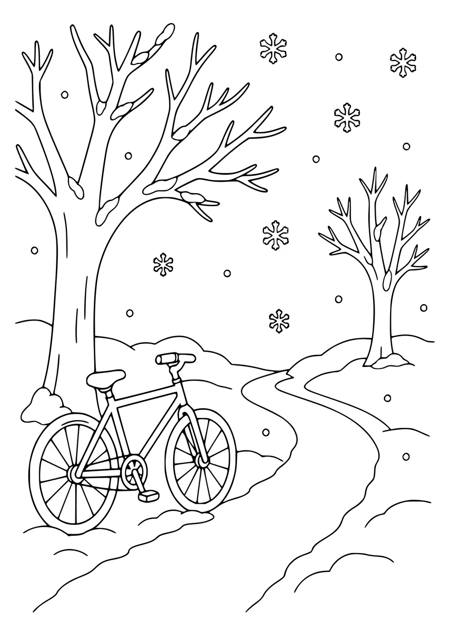 fiets in nederland in de winter kleurplaat