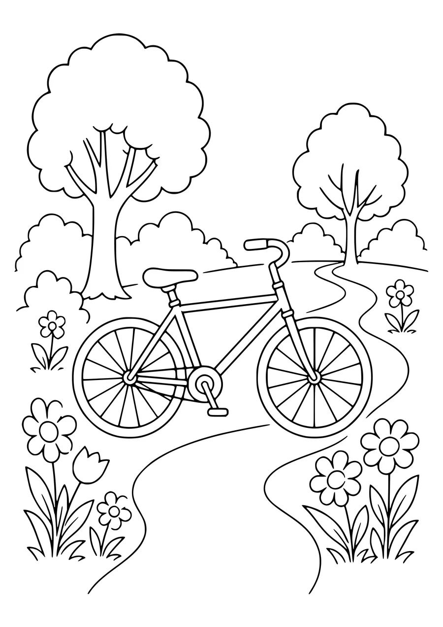 fiets in nederland in de lente kleurplaat